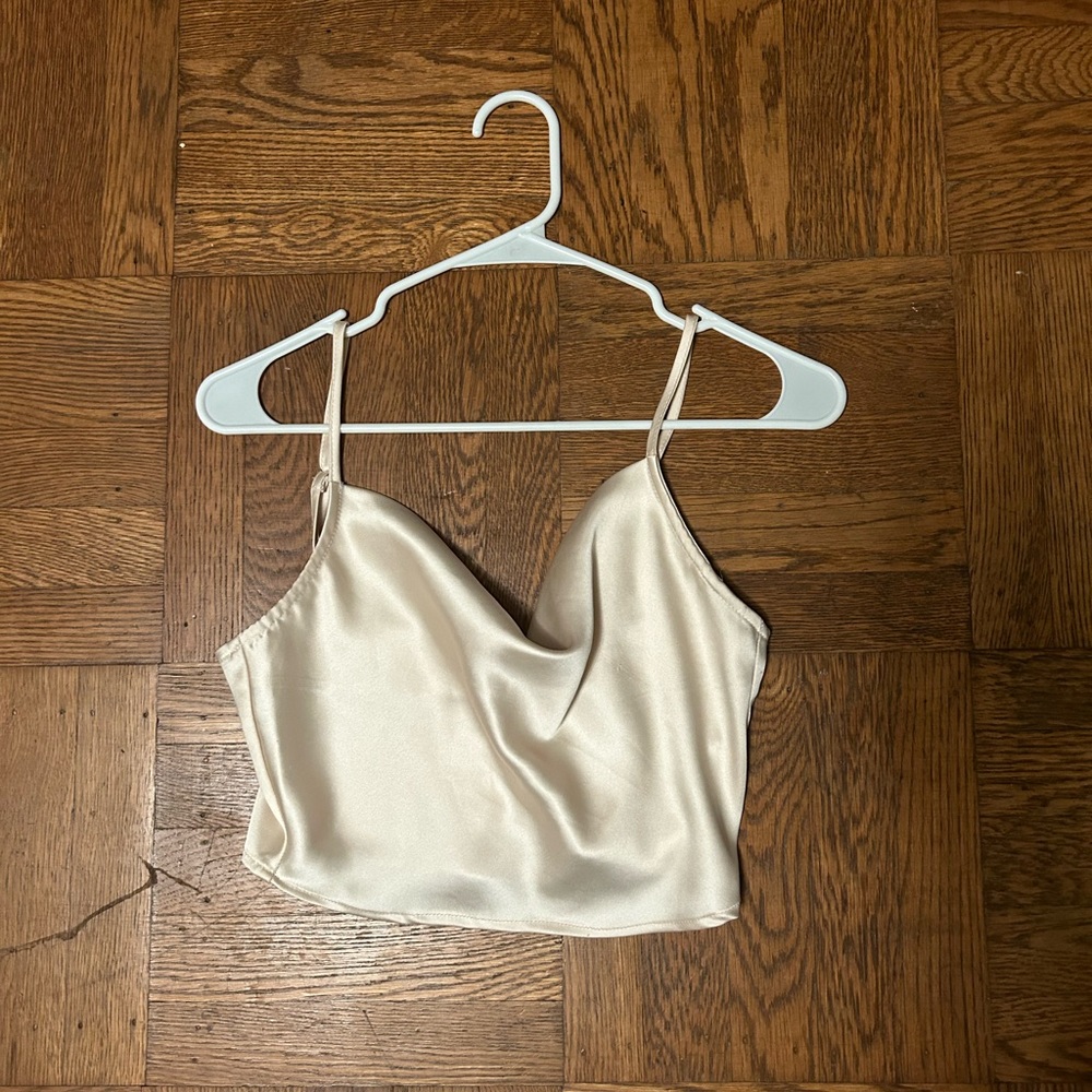Champagne Satin Cowl Neck Cami